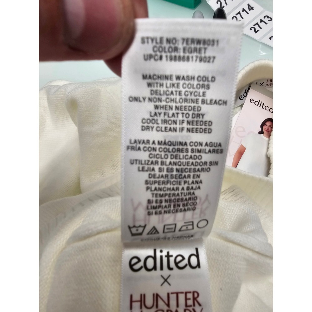 Edited x Hunter McGrady Women 1X Egret White Short Sleeve Sweater 7ERW8031‎ NWT - Picture 7 of 8